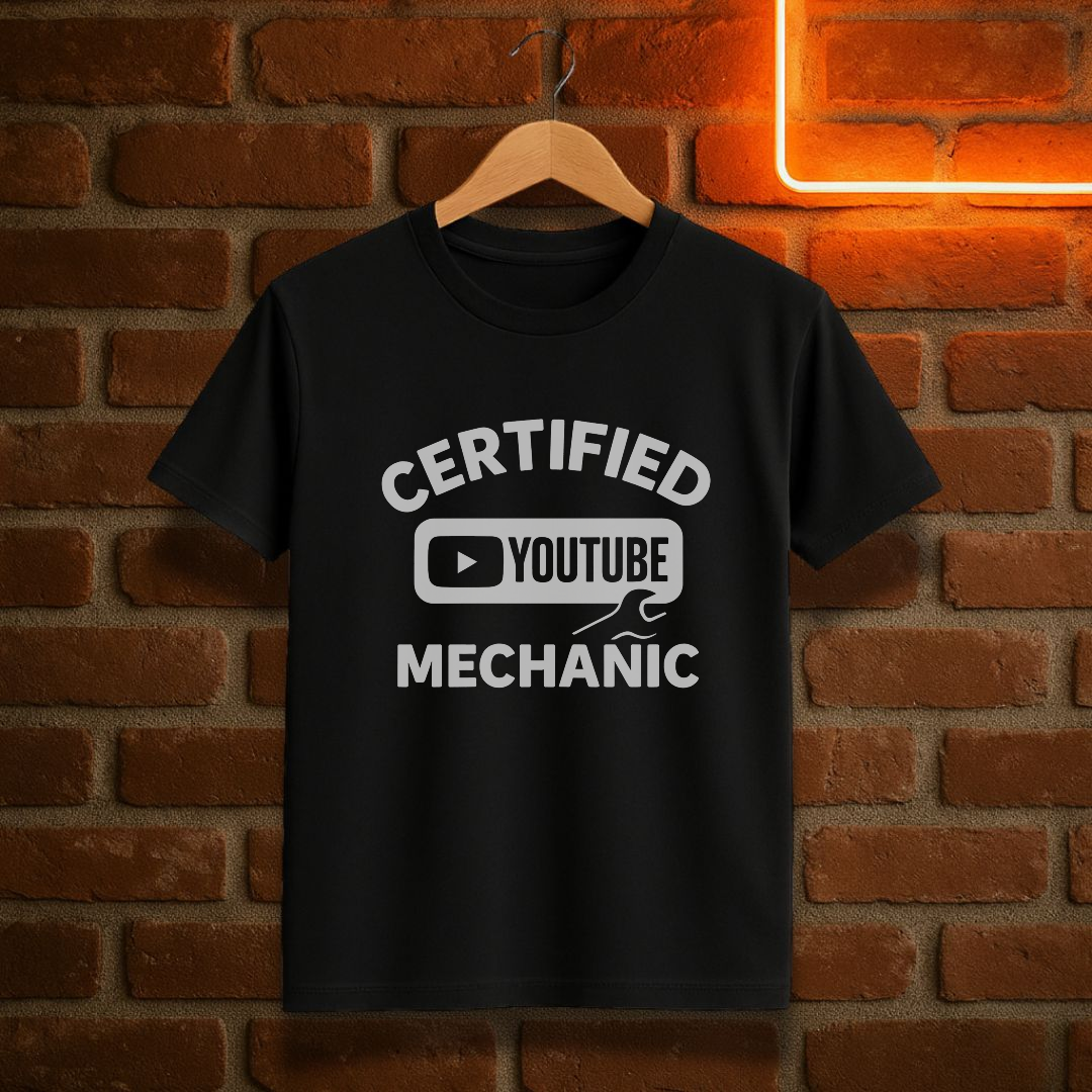 “Certified YouTube Mechanic” – Funny Car Guy T-Shirt