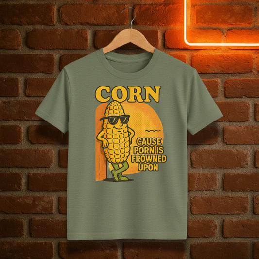 “Corn – ’Cause Porn Is Frowned Upon” – Funny Adult Humor T-Shirt