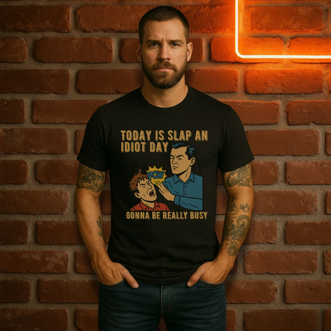 “Today Is Slap an Idiot Day” – Funny Retro Comic T-Shirt