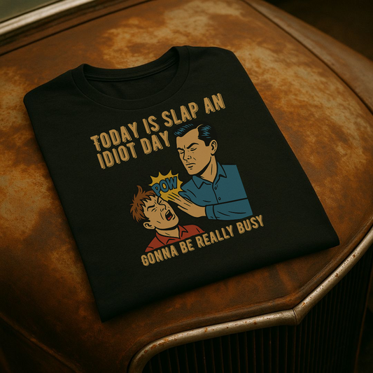 “Today Is Slap an Idiot Day” – Funny Retro Comic T-Shirt