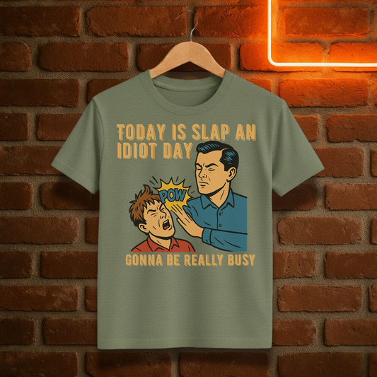 “Today Is Slap an Idiot Day” – Funny Retro Comic T-Shirt