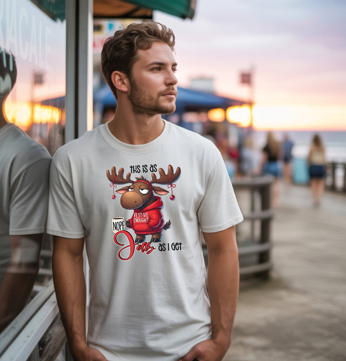 This Is As Jolly As I Get T-Shirt | Funny Moose Christmas Tee