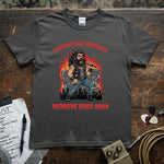 Screaming Since Soundcheck Drinking Since Noon | Funny Rock Singer Shirt featuring a bold graphic of a rock singer with flames.