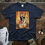 Bass Queen Upright Bass Shirt featuring a cartoon woman playing an upright bass in a vibrant design.