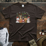 Christmas Cats Group / Holiday Cat Squad Shirt featuring adorable cartoon cats in holiday attire on a cozy tee.