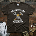 Diesel Mechanics If It Ain’t Broke It’s About to Be | Funny Diesel Mechanic T-Shirt design featuring tools and a diesel engine.