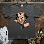 Grumpy Old Man Flipping Middle Finger Shirt featuring a stern character with a cheeky gesture on a premium tee.