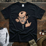 Grumpy Old Man Flipping Middle Finger Shirt featuring a cartoon character with a defiant pose, perfect for casual wear.