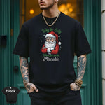 Why Be Jolly When You Can Be Miserable - Grumpy Santa Shirt showcased on a model, highlighting the vibrant design.