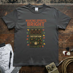 Making Spirits Bright (And a Little Distorted) Shirt featuring a festive design and guitar pedal graphics.