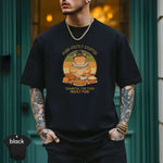 Purr-fectly Stuffed β Thankful for Food, Mostly Food Shirt displayed on a model in a stylish urban setting.