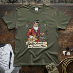 Rockin’ Around the Christmas Tree - Rockabilly Santa Shirt featuring vibrant holiday design on a premium tee.