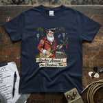 Rockin’ Around the Christmas Tree - Rockabilly Santa Shirt featuring a Santa with a guitar and holiday elements.