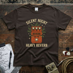 Silent Night Heavy Reverb Shirt featuring vintage amp design, perfect for music lovers and casual wear.