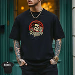 The Runaway Boys - Official Band Merch T-Shirt displayed on a model, featuring vibrant skull design and modern fit.