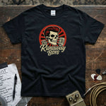 The Runaway Boys - Official Band Merch T-Shirt featuring a skull and microphone design on a black tee.