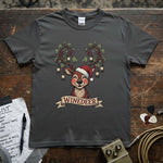 Winedeer – Reindeer With Wine Bottles Shirt featuring a festive reindeer graphic on a soft tee.