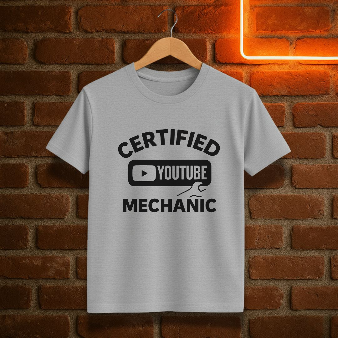 “Certified YouTube Mechanic” – Funny Car Guy T-Shirt