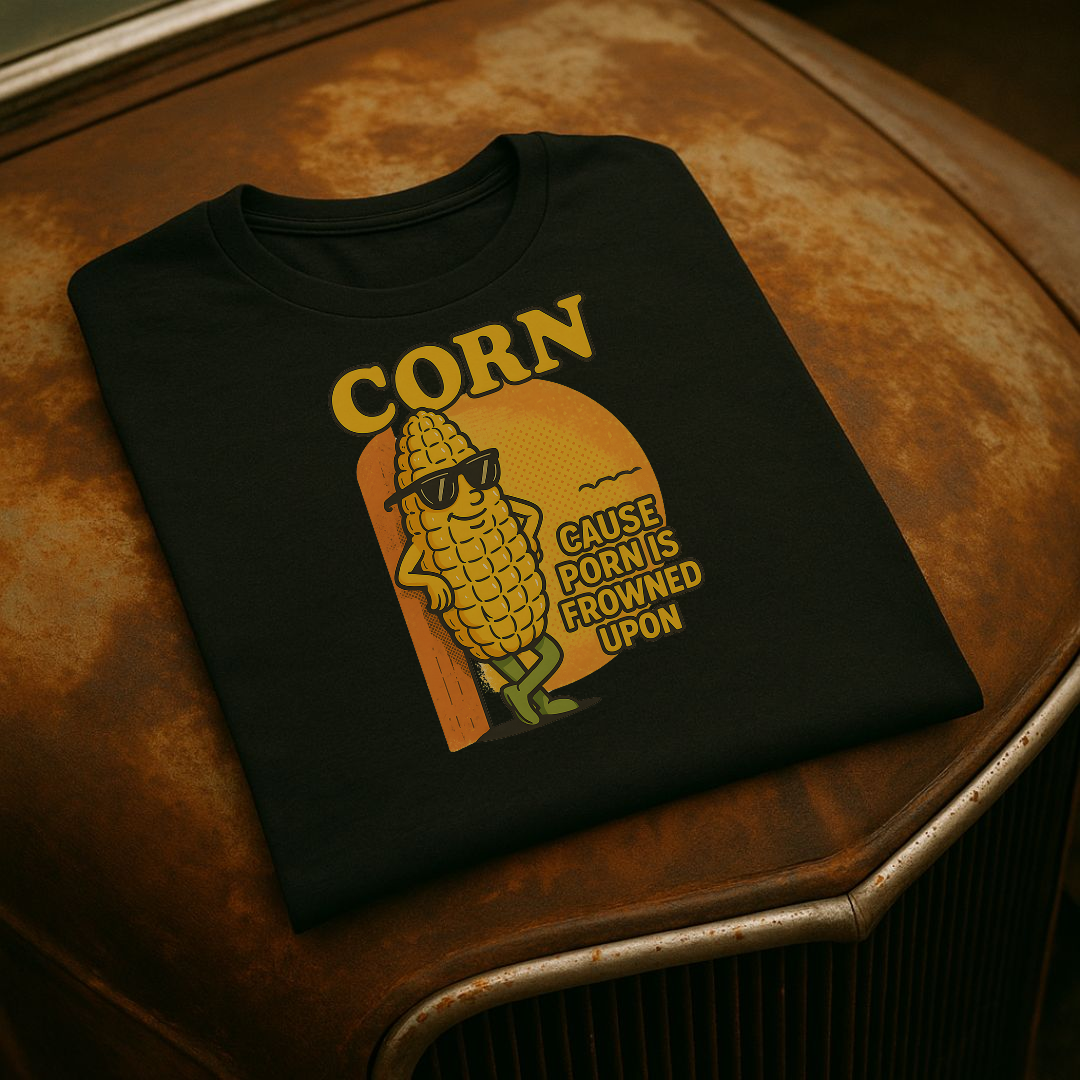 “Corn – ’Cause Porn Is Frowned Upon” – Funny Adult Humor T-Shirt