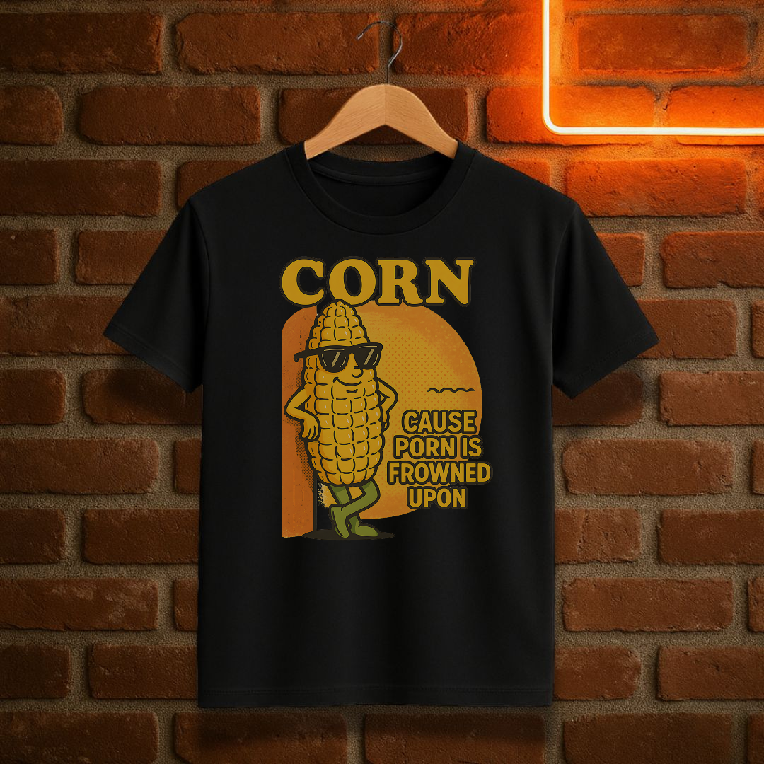 “Corn – ’Cause Porn Is Frowned Upon” – Funny Adult Humor T-Shirt
