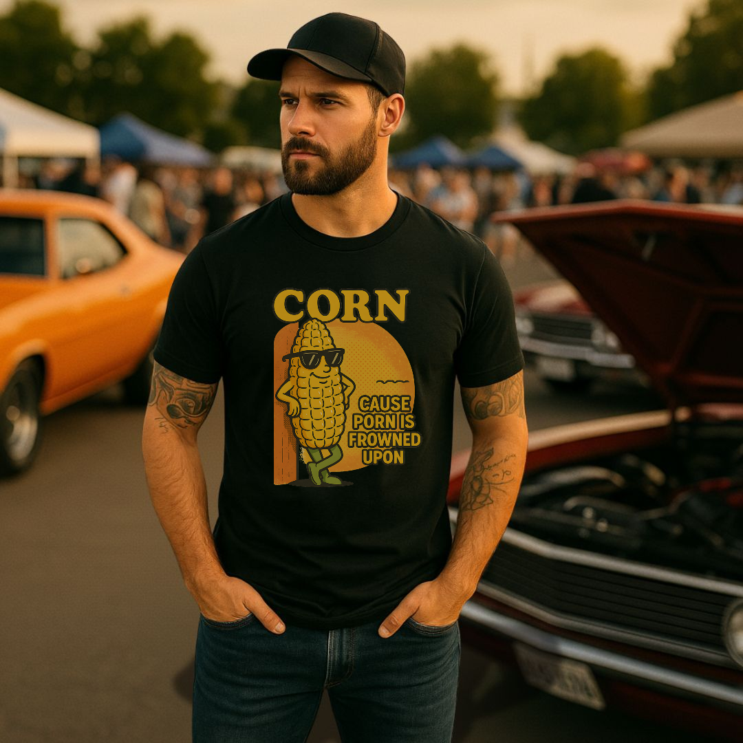 “Corn – ’Cause Porn Is Frowned Upon” – Funny Adult Humor T-Shirt