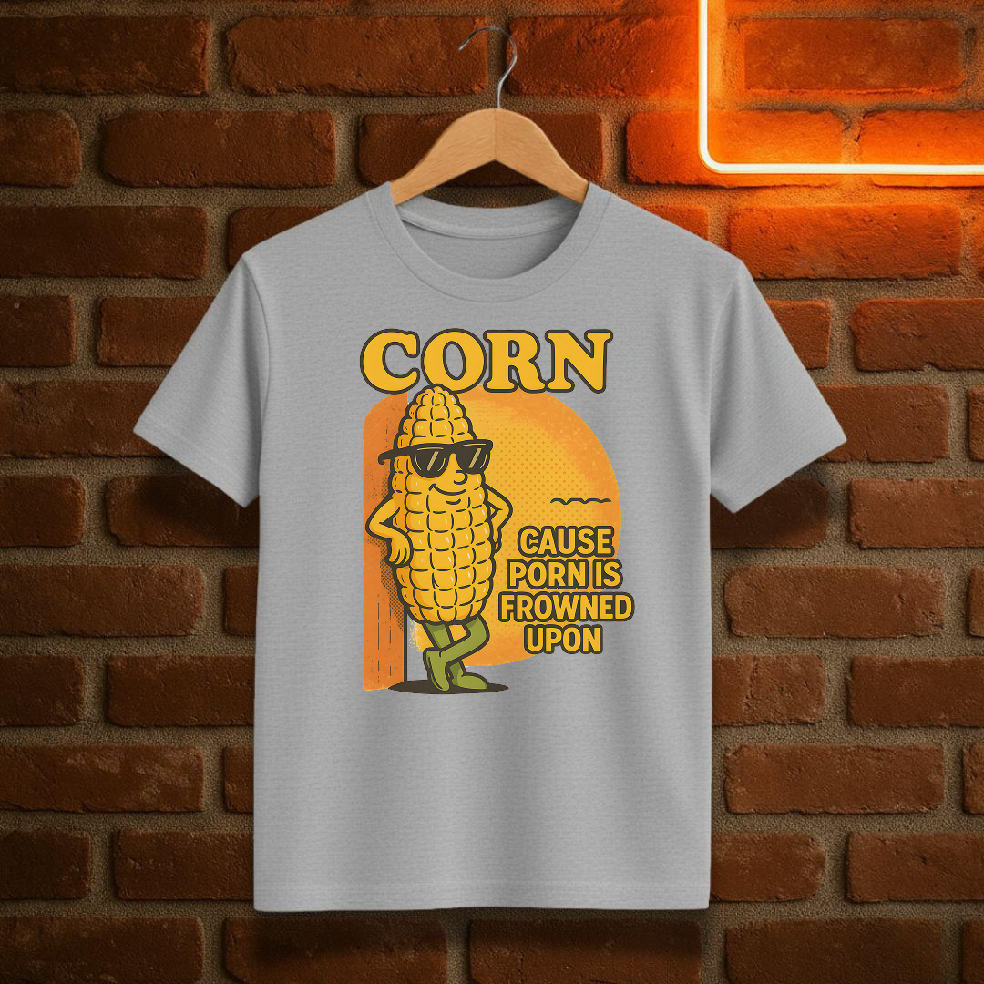 “Corn – ’Cause Porn Is Frowned Upon” – Funny Adult Humor T-Shirt