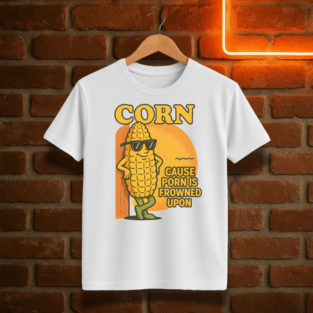“Corn – ’Cause Porn Is Frowned Upon” – Funny Adult Humor T-Shirt