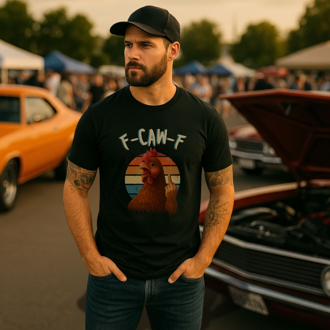 “F-CAW-F” – Funny Angry Chicken T-Shirt