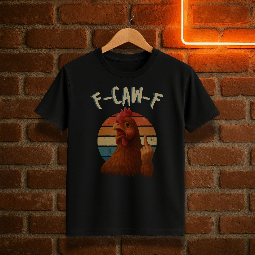 “F-CAW-F” – Funny Angry Chicken T-Shirt