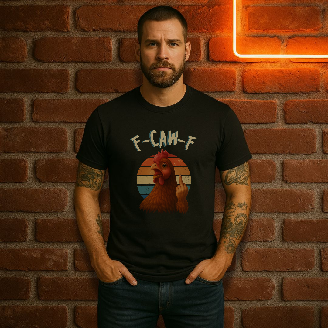 “F-CAW-F” – Funny Angry Chicken T-Shirt