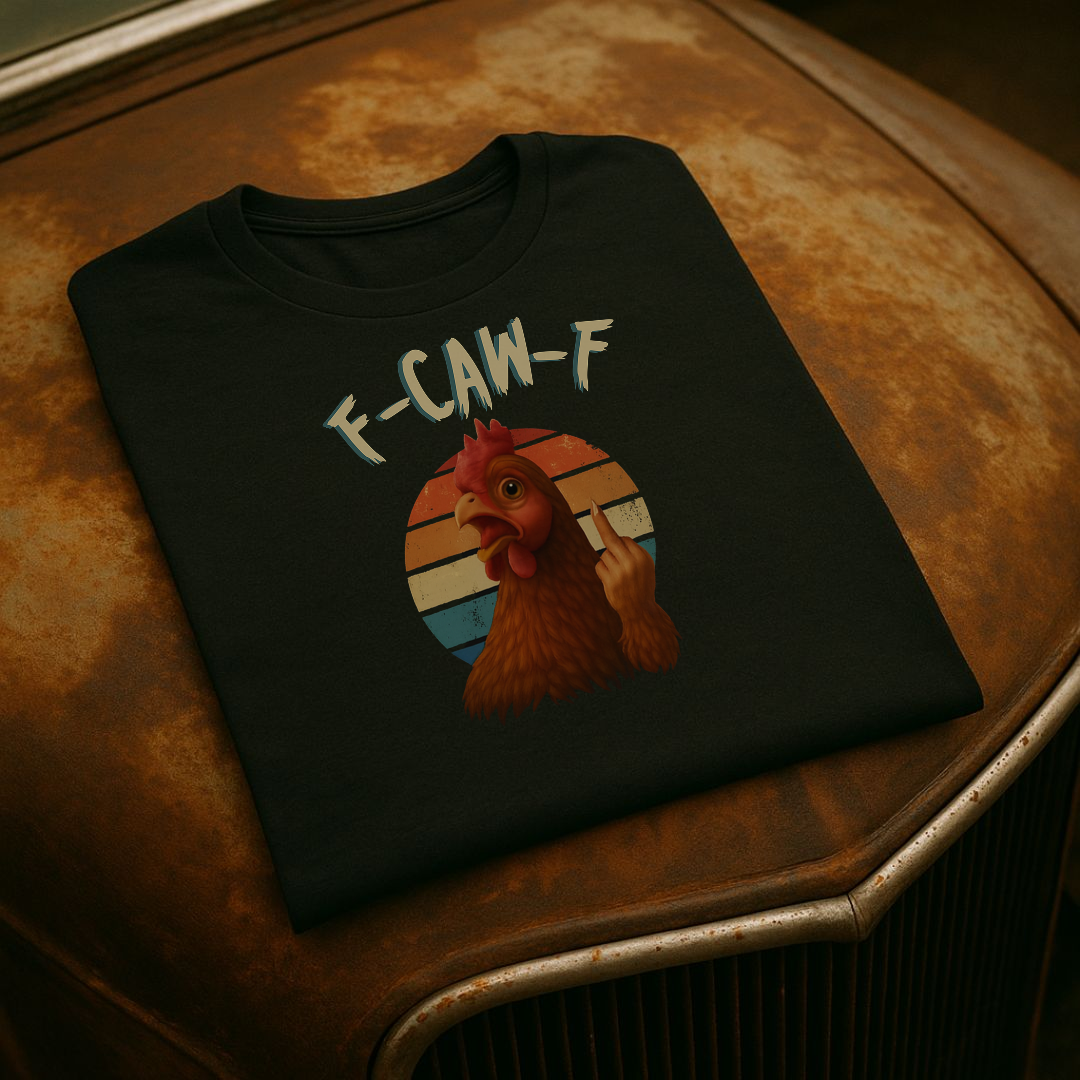 “F-CAW-F” – Funny Angry Chicken T-Shirt