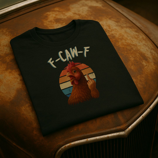“F-CAW-F” – Funny Angry Chicken T-Shirt