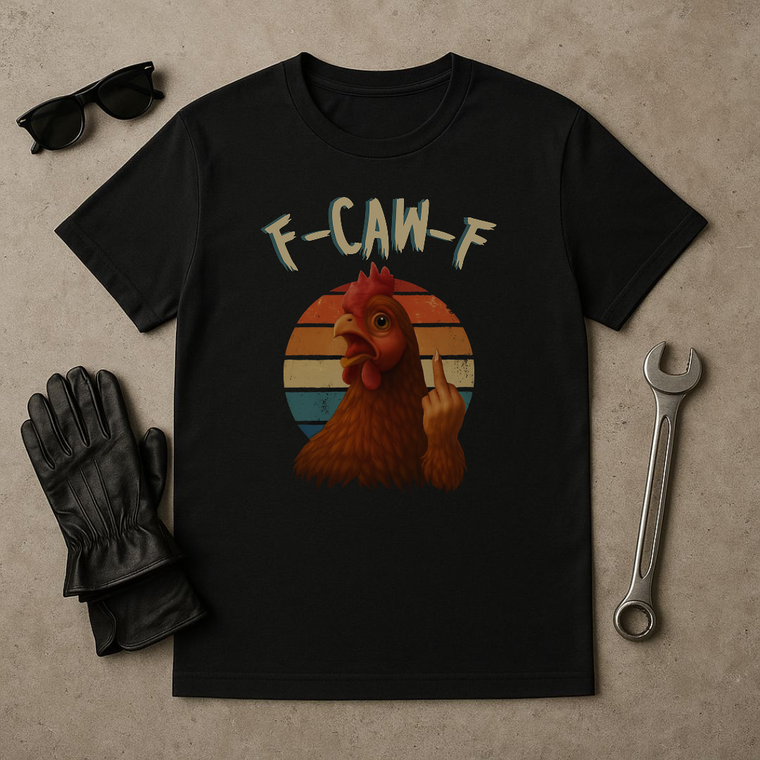 “F-CAW-F” – Funny Angry Chicken T-Shirt