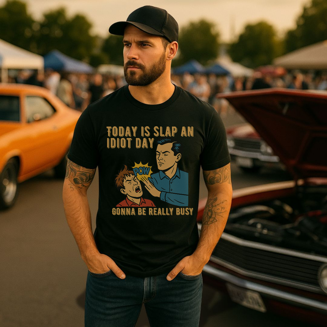 “Today Is Slap an Idiot Day” – Funny Retro Comic T-Shirt