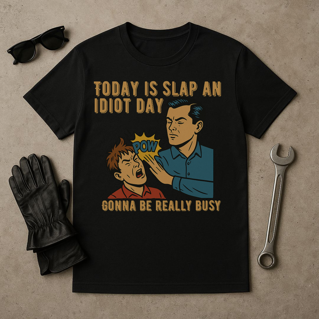 “Today Is Slap an Idiot Day” – Funny Retro Comic T-Shirt