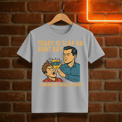 “Today Is Slap an Idiot Day” – Funny Retro Comic T-Shirt