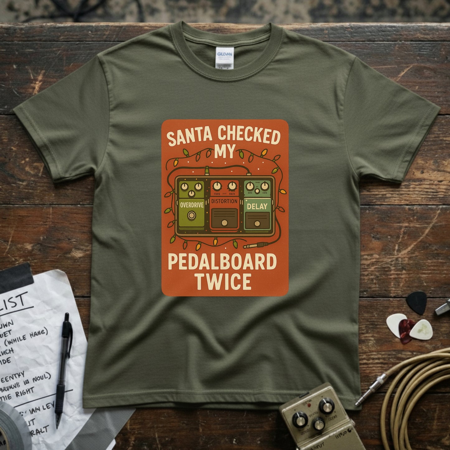 Santa Checked My Pedalboard Twice Shirt