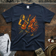 Rock Until The Rooster Crows | Funny Guitarist Rock Music Shirt