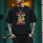 I’m a Mechanic I Fix Cars | Funny Mechanic Superpower T-Shirt on a model in black, showcasing humor and style.