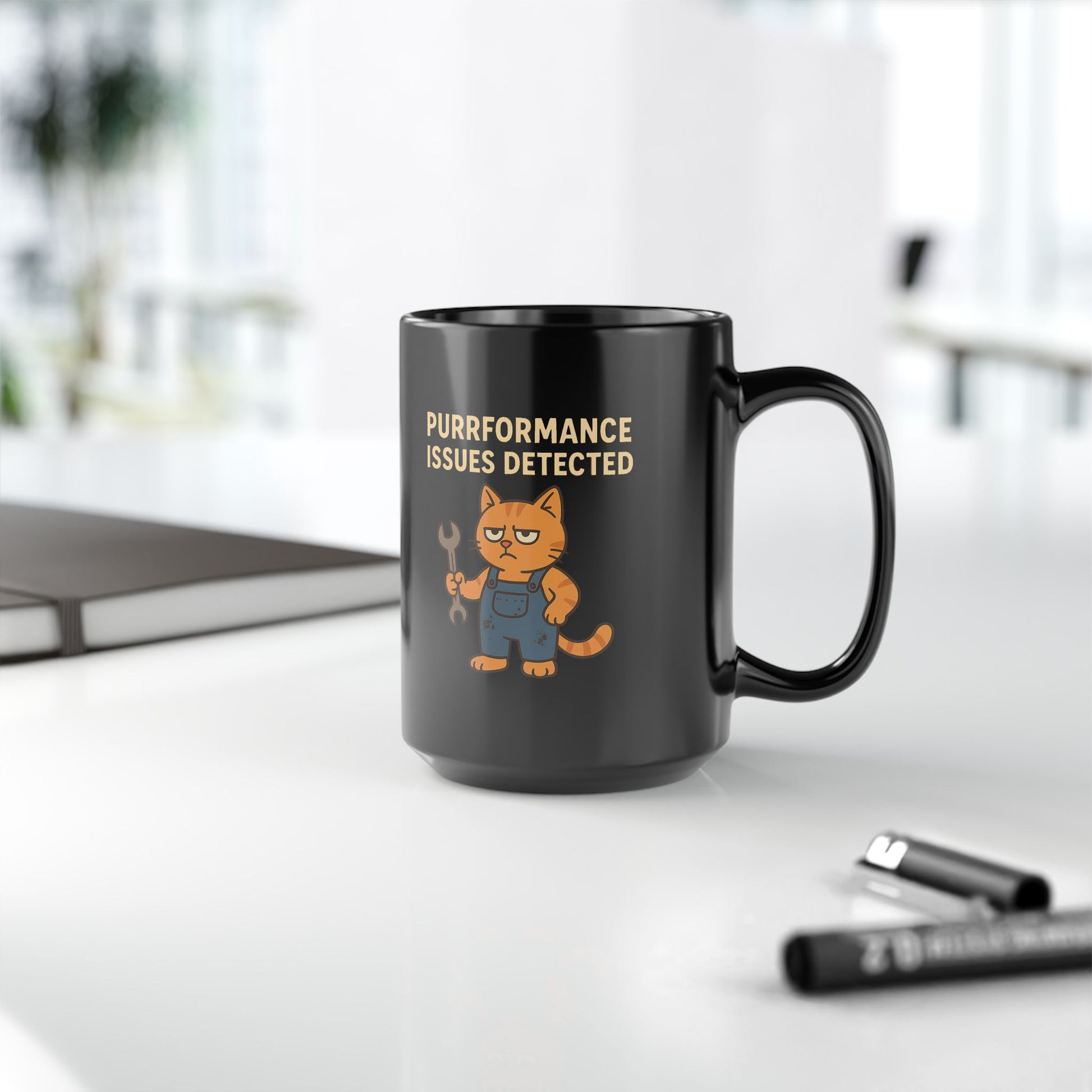 Funny Cat Mug 15oz - Purrformance Issues Detected - Lucky Spark