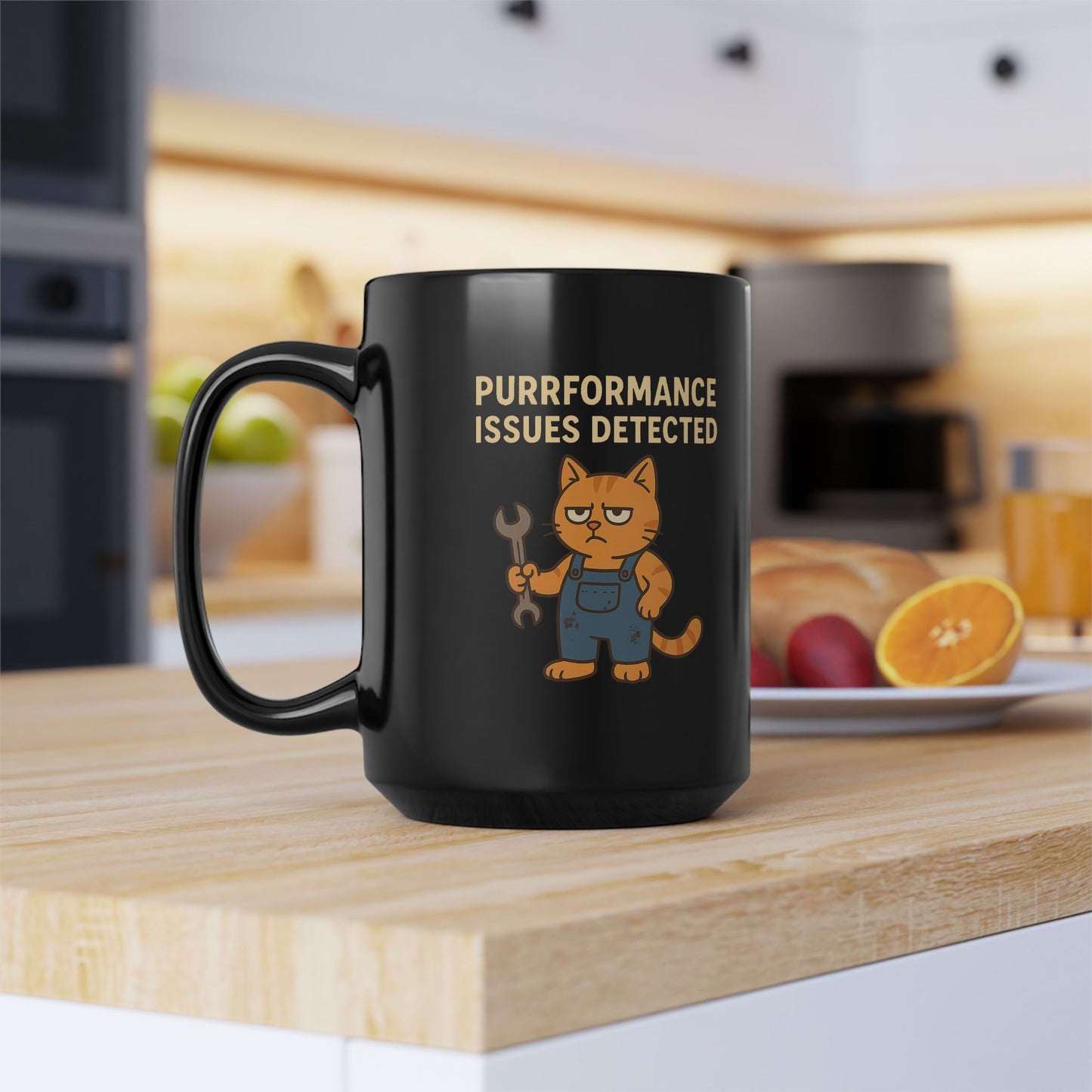 Funny Cat Mug 15oz - Purrformance Issues Detected - Lucky Spark