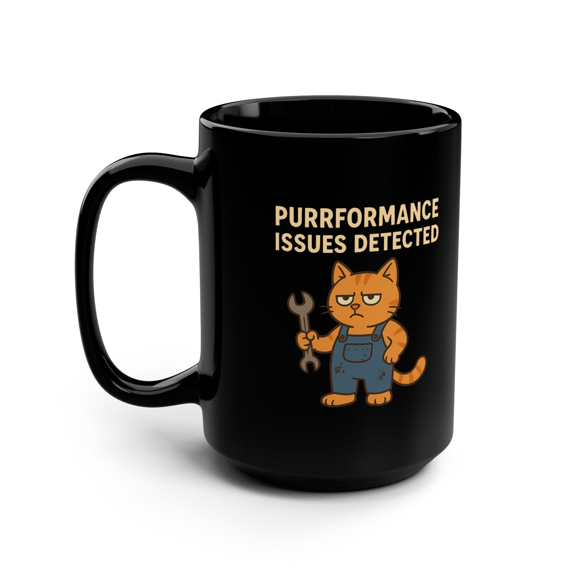 Funny Cat Mug 15oz - Purrformance Issues Detected - Lucky Spark