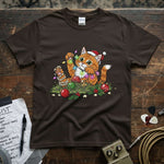 Christmas Cat / Kitten Playing With Lights Shirt featuring a playful kitty surrounded by holiday decorations.