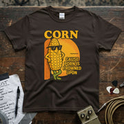 Corn – ’Cause Porn Is Frowned Upon Shirt featuring a cool corn character in sunglasses, perfect for lighthearted wear.