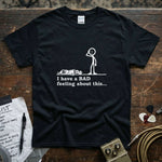 Deceased Santa Stick Figure Shirt featuring a stick figure with humorous text on a black premium tee by Lucky Spark.