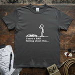 Deceased Santa Stick Figure Shirt featuring humorous stick figure design on a gray premium tee.