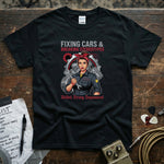 Fixing Cars & Breaking Stereotypes | Empowering Women Mechanic T-Shirt showcasing a bold design and a strong female mechanic.
