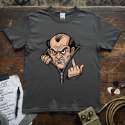 Grumpy Old Man Flipping Middle Finger Shirt featuring a stern character with a cheeky gesture on a premium tee.