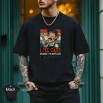 I Fix Cars Because I’m Hopeless at Relationships | Funny Mechanic T-Shirt worn by a man with tattoos against a stylish background.