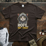 Nope, Not Today Shirt featuring a cool cat design on a brown tee, perfect for casual wear and cat lovers.